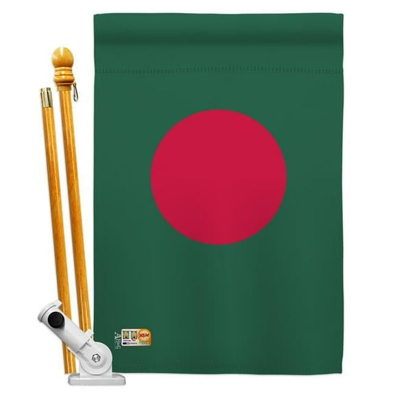 AA-CY-HS-140022-IP-BO-D-US18-AG 28 x 40 in. Bangladesh Flags of the World Nationality Impressions Decorative Vertical Double Sided House Flag Set & Pole Bracket Hardware Flag Set