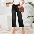 thumbnail image 5 of Capri Jeans for Women High Waisted Straight Leg Trendy Strechy Loose Straight Cropped Denim Jeans Pants with Pockets Black XL, 5 of 6