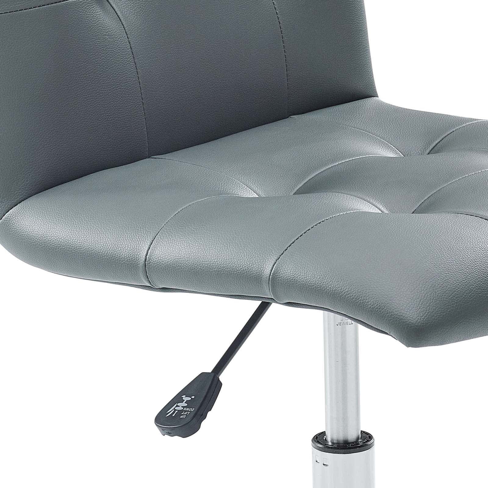 Modway Prim Modern Faux Leather Armless Mid Back Office Chair in Gray