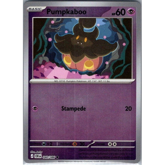 Collectible 2026 Chaos Rising Pumpkaboo Reverse Holo #40/86 Pokemon Trading Card