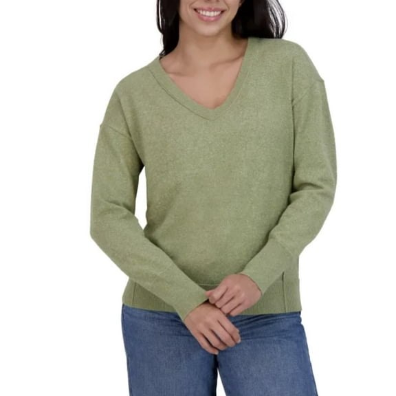 Lucky Brand Women's Soft Long Sleeve V-Neck Sweater (US, Alpha, Small, Regular, Regular, Olive Night (Green))