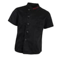 thumbnail image 3 of Sólido Manga Corta Chaquetas Uniforme Servicio de Alimentos para Mujeres Hombres , Negro, 2XL Salvador Uniforme de chaqueta de chef, 3 of 5