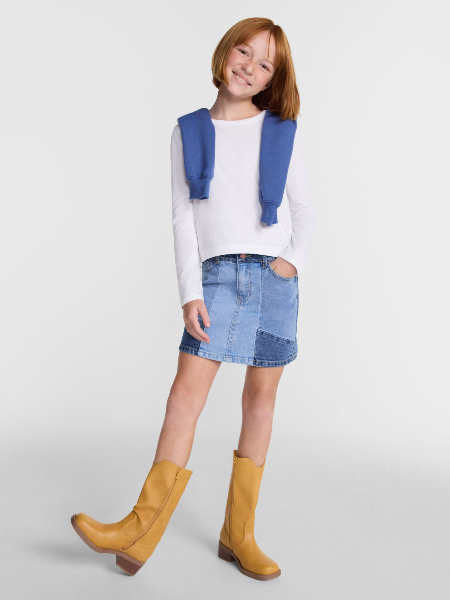 Playera resistente de manga larga para niña, tallas 4-18 y Plus 2