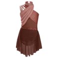 thumbnail image 1 of Oyolan Robe Justaucorps Dos Croisé Sans Manches pour Filles, Danseuse de Ballet, Marron 8, 1 of 5
