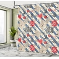 thumbnail image 5 of Ambesonne Nautical Shower Curtain, Grunge Wheel Heart, 69"Wx75"L, Beige Red Blue, 5 of 5