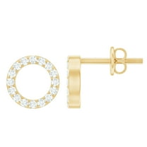 Rosec Jewels Certified Moissanite Eternity Stud Earrings for Women (D Color VS1 Clarity), 14K Yellow Gold