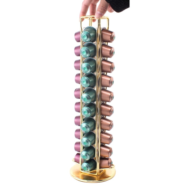 SEVENLINE - Soporte para cápsulas de café compatible con cápsulas originales de Nespresso para 40 cápsulas (dorado)