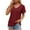 Wine, variant on LOVZFMLL Women's Tops V Neck Eyelet T-Shirts Folded Short Sleeve Loose Fit Blouses Dressy Casual Summer Basic Shirts Yellow S