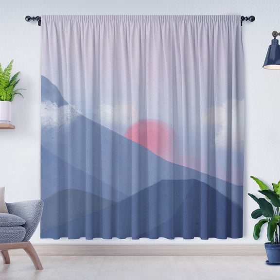 Modern Simple Curtains, Mountain Sunrise Print Blackout Curtains, Suitable For Room Bedroom Decoration(Rod pocket)