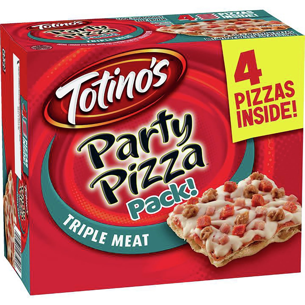 Totino's Party Pizza Pack, Triple Meat, Frozen Snacks, 4 ct