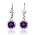 thumbnail image 5 of 14K Solid White Gold 6mm Purple Amethyst Drop Dangle Earrings Gemstone February Birthstone Jewelry, 5 of 10