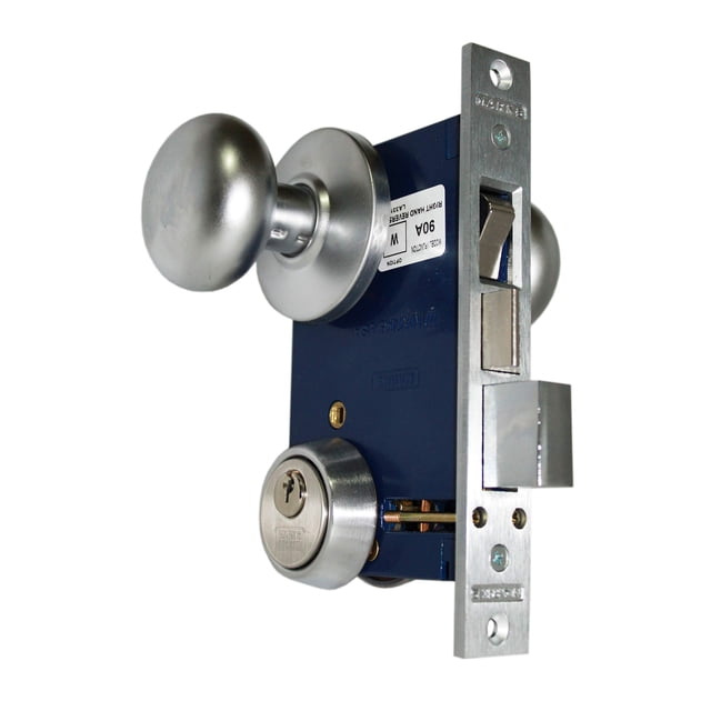 Marks 22AC RHR Satin Chrome Double Cylinder Iron Gate Ornamental Mortise Lock Set with 2-1/2" Backset