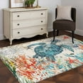 thumbnail image 3 of 4x6 Area Rugs, Sea Turtle Coastal Non-Skid Rubber Backing Large Rectangle Rugs - Living Room Bedroom Home Office, Vintage Beach Coral Starfish Nautical Indoor Floor Mat Carpets Washable Rug, 3 of 9