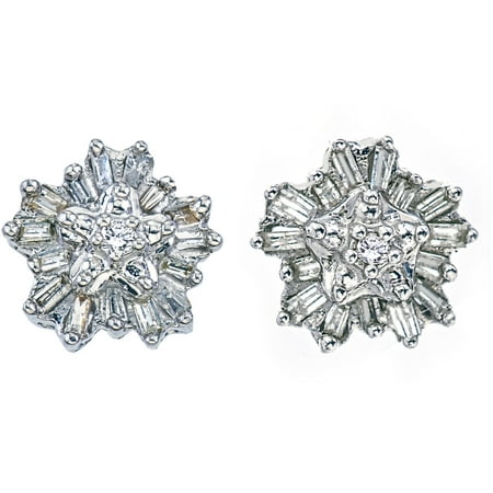 0.20 Carat T.W. Diamond Sterling Silver Cluster Snowflake Earrings (IJ I2-I3)