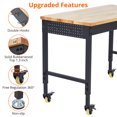 thumbnail image 4 of 60" x 22" Adjustable Workbench with Power Outlets & Wheels, Heavy Duty 2000 Lbs Capacity Work Table with Solid Rubber Wood Top, Height Adjustable Metal Frame for Garage, Workshop, Office, or Home, 4 of 6