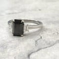 thumbnail image 3 of Lab-Created 2Ct Emerald Cut Black Diamond Women's Wedding Ring 14K White Gold Plated, 3 of 4