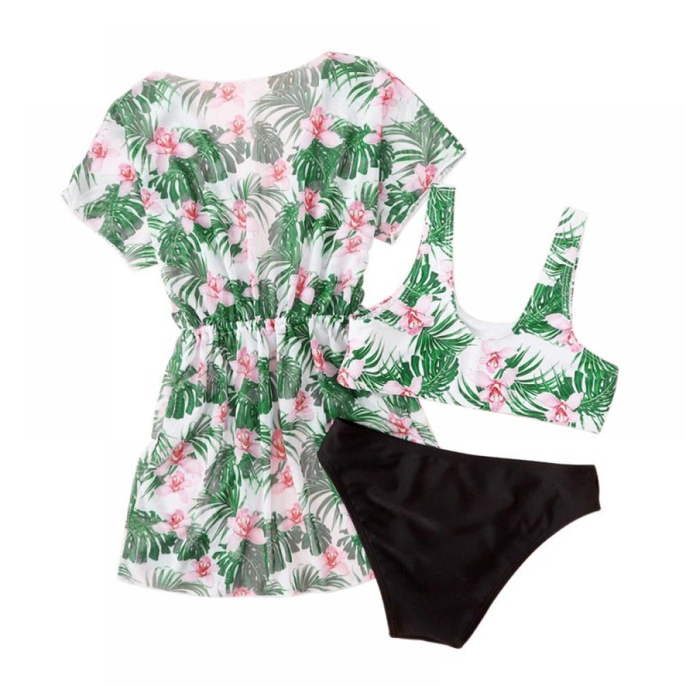Xmarks Girl's 3 Pack Floral Bikini Set Swimwear Bathing Suit Swimsuit ...