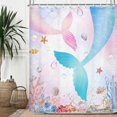 thumbnail image 3 of Mermaid Shower Curtain, Mermaid Fish Tail Scale Colorful Ocean Theme Girls Cute Waterproof Fabric Bathroom Curtains, Pink Blue Kids Ocean Bathroom Shower Curtain with 12PCS Hooks, 70X70IN, 3 of 6