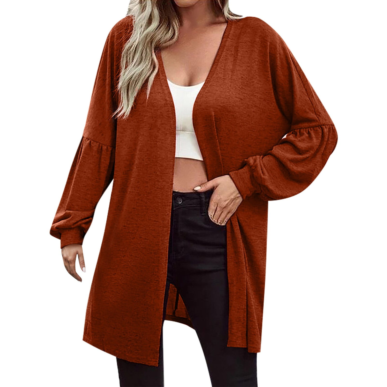 Xinqinghao Sweater Cardigan For Women Solid Color Plus Size Cardigan ...