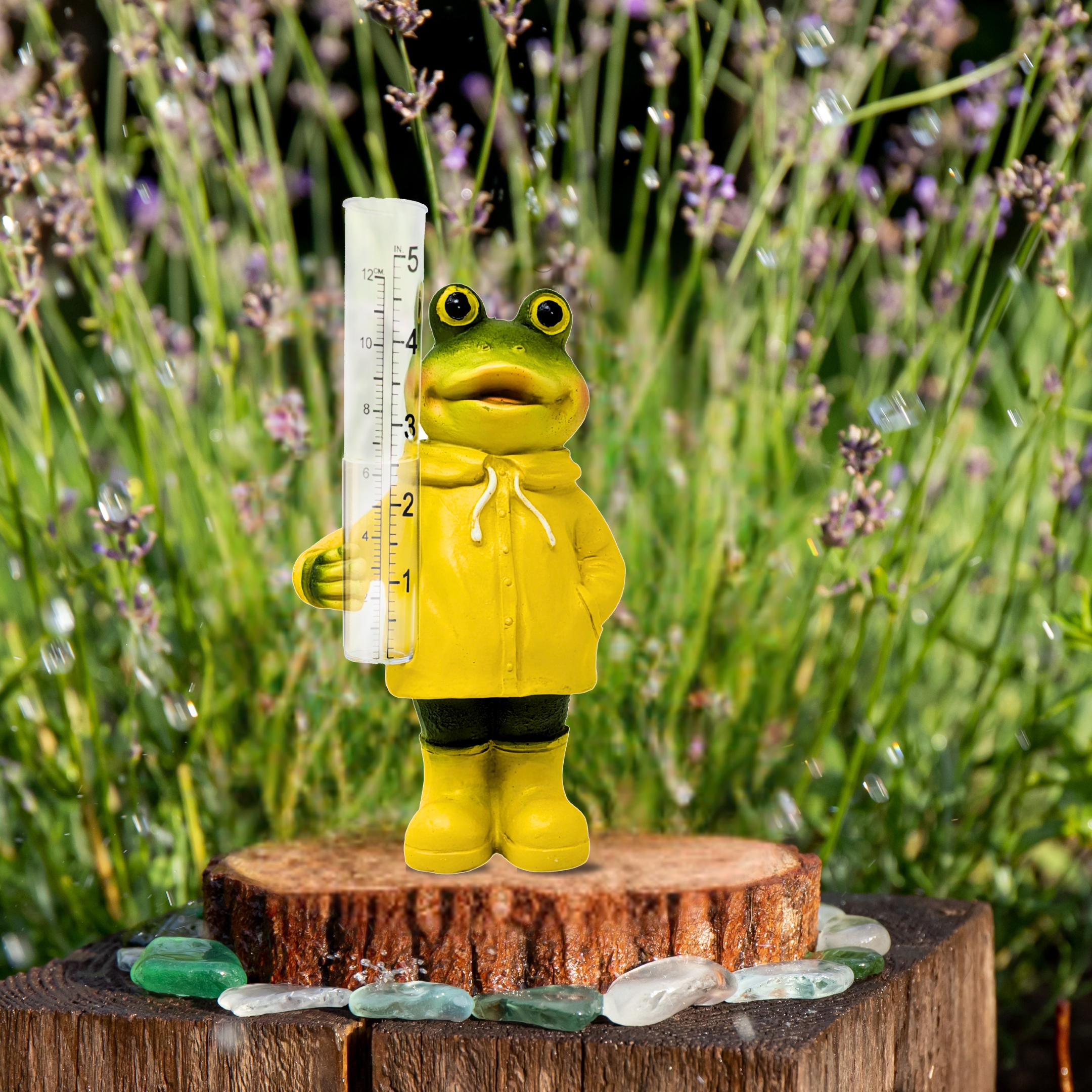 Frog Rain Gauge – Resin Garden Frog with Plastic Tube, Outdoor Decorative Rain Measurement Tool
