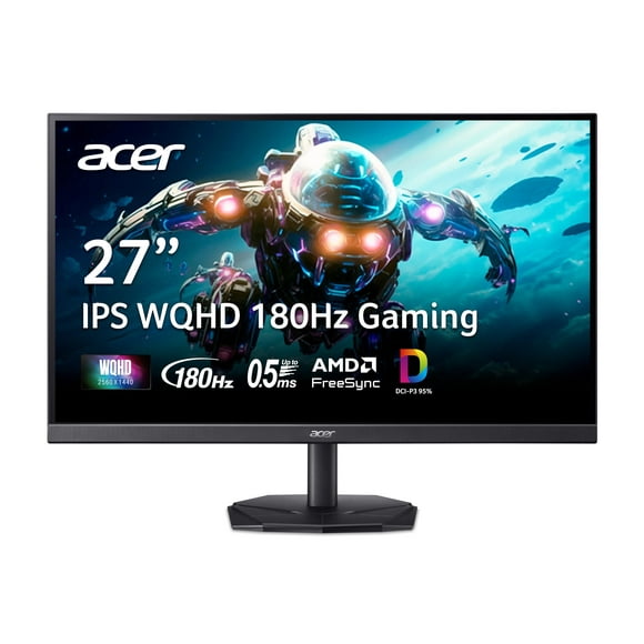 acer Nitro 27 WQHD 2560 x 1440 IPS Gaming Monitor | AMD FreeSync | Up to 180Hz Refresh | Up to 0.5ms | DCI-P3 95% | HDR 10 Support | 1 x Display Port 1.2 & 2 x HDMI 2.0 | KG271U N3bmiipx