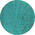 thumbnail image 1 of Ahgly Company Machine Washable Indoor Round Oriental Turquoise Blue Industrial Area Rugs, 6' Round, 1 of 4