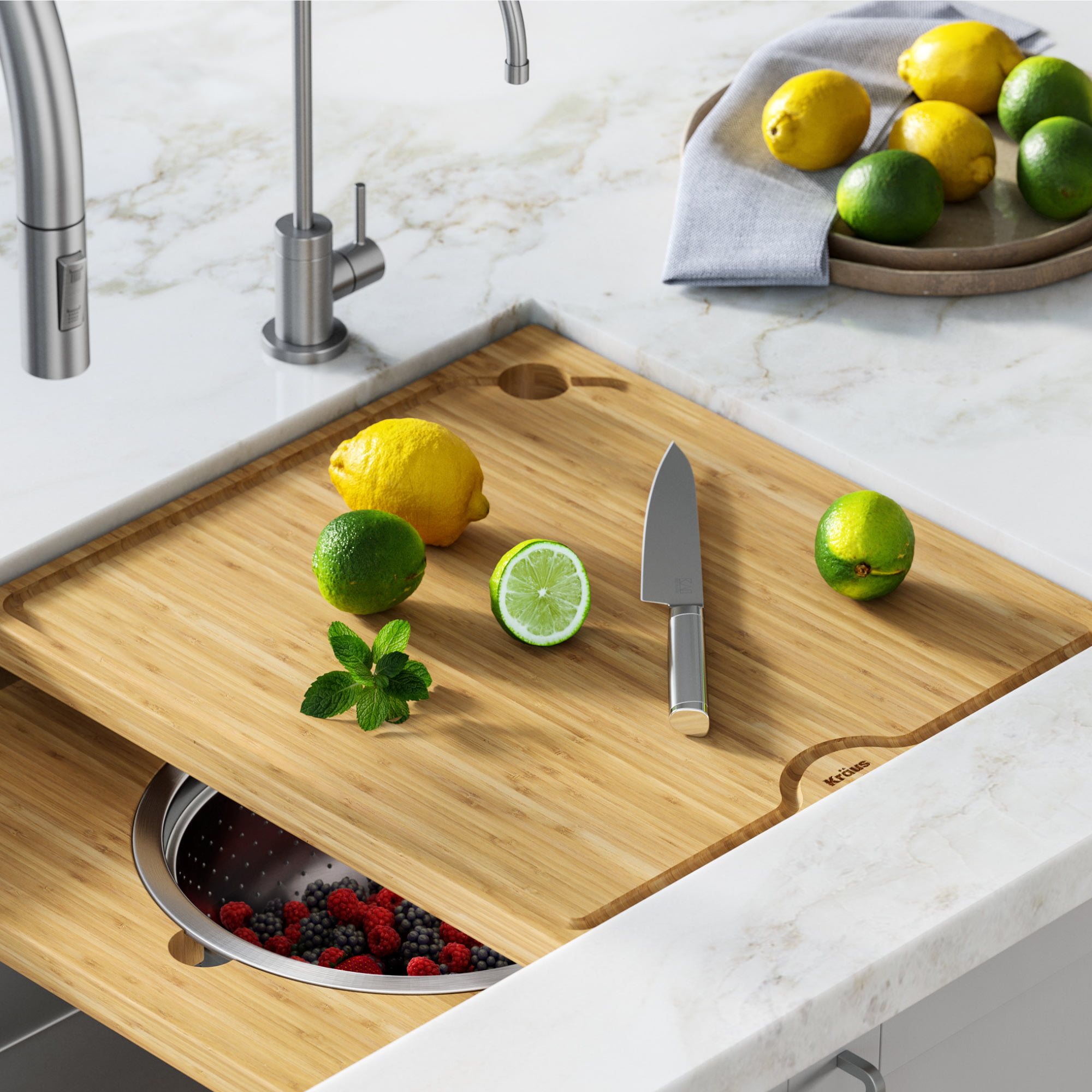 KRAUS Solid Bamboo Cutting Board for Kitchen Sink - Bed Bath & Beyond -  31264545