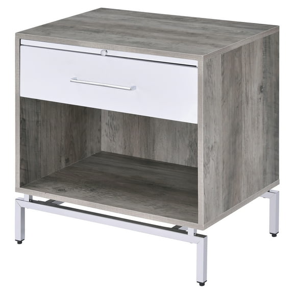 ACME Cistus Rectangular Accent Table in Weathered Gray Oak and White