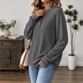 thumbnail image 5 of Pullover Sweaters for Women Zaewscy Women's Henley Neck Button Ribbed Knit Long Sleeve Loose Pullover Sweater Dark Gray XXXL, 5 of 8