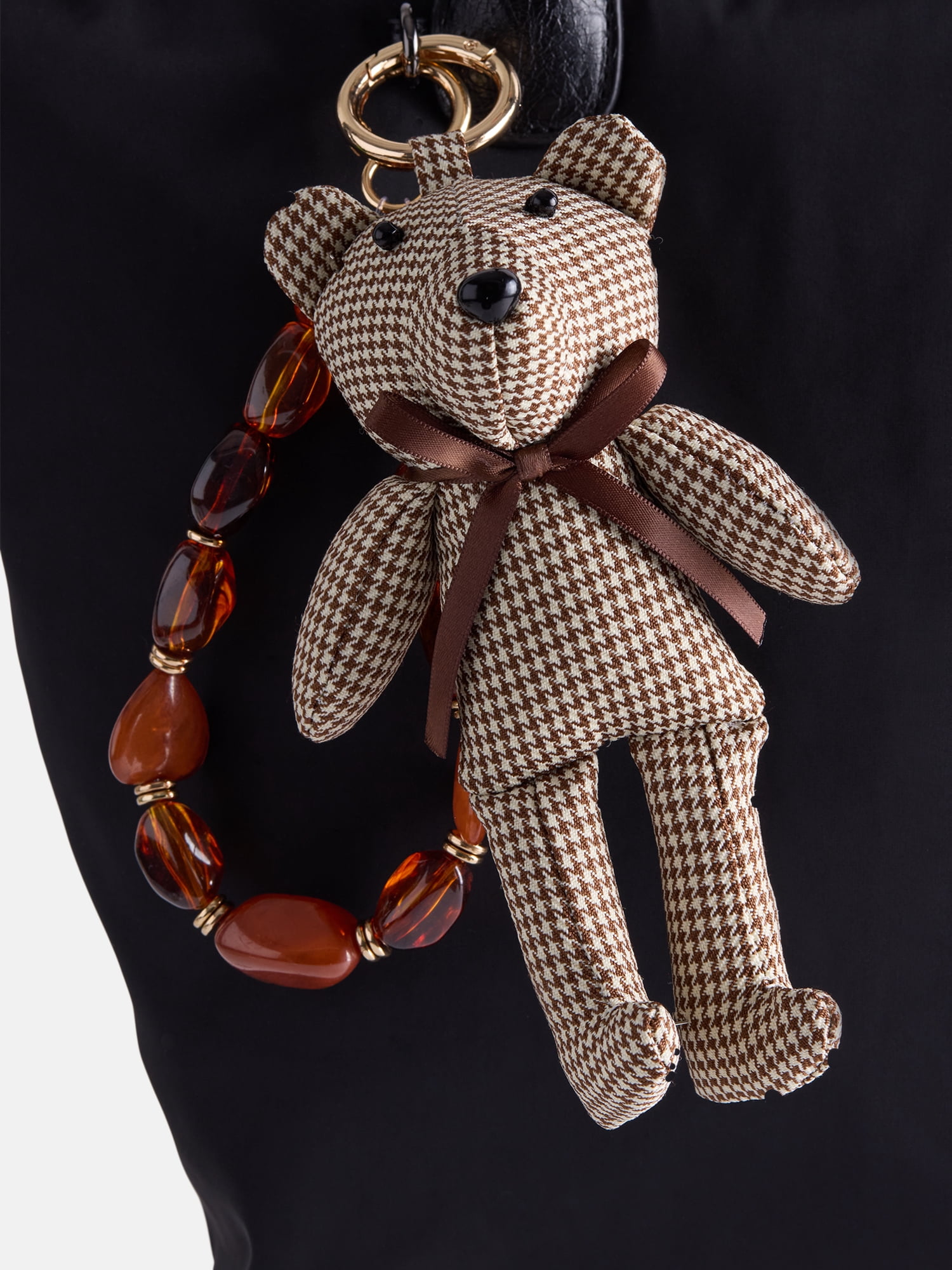 No Boundaries Women’s Plaid Bear Bag Charms, Brown
