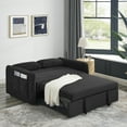 thumbnail image 4 of 3 in 1 Convertible Sleeper Sofa Bed, 55" Modern Convertible Sofa Bed with 2 Detachable Arm Pockets,Velvet Pull Out Couch with Pull Out Bed for Living Room Furniture,Black, 4 of 7