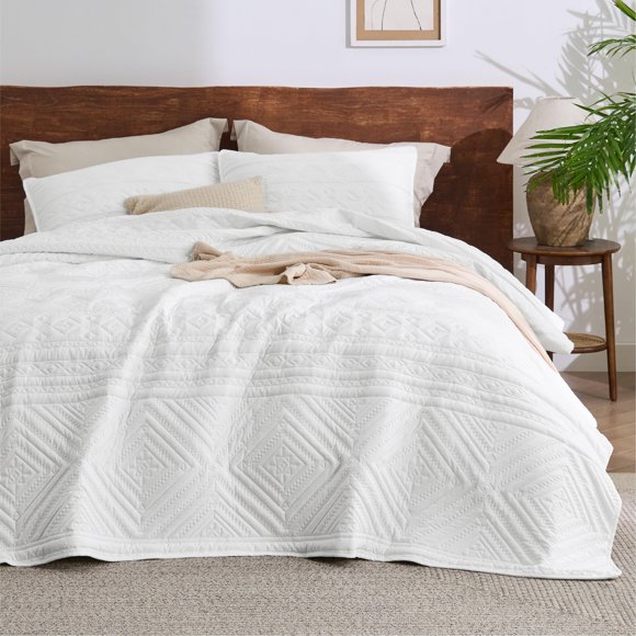 Colcha Bedsure Boho King, 270 x 244 cm, color blanco ligero