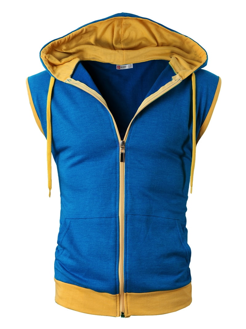 H2H Mens Fashionable Active Sleeveless Hoodie Zip-up Vest