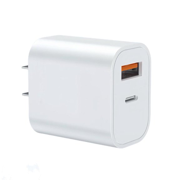 20W Dual Port USB-C Wall Charger, Fast Charging Power Adapter with USB-A and USB-C Outputs, Compact Travel Charger for Phone and Tablet