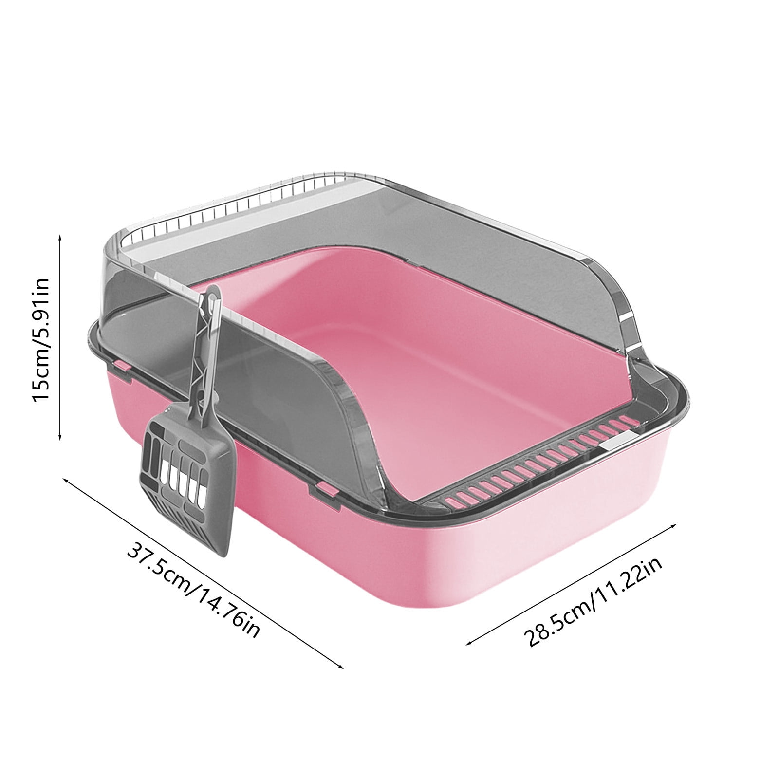 Pink Semi Enclosed Cat Litter Box For Kittens High Sides 12L Capacity Thickened Plastic With Litter Scoop
