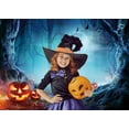 thumbnail image 2 of 7x5FT Halloween Backdrop Halloween Photo Backdrop Halloween Decoration Horror Halloween Party Photography Backdrop Night Moon Pumpkin Forest Horror Background Halloween Backdrops for Photography, 2 of 6
