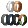 Silicone Wedding Ring for Men, Homar Silicone Rubber Bands Ring 6 Colors with Metal Silver and Metal Gold, Camouflage, Grey, Black, Dark Blue Fit for Sports and Outdoors