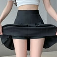 thumbnail image 4 of Tennis Skirts for Women Summer Casual Trendy Solid Mini Skirt High Waist Ruched Stretch Skirts, 4 of 6