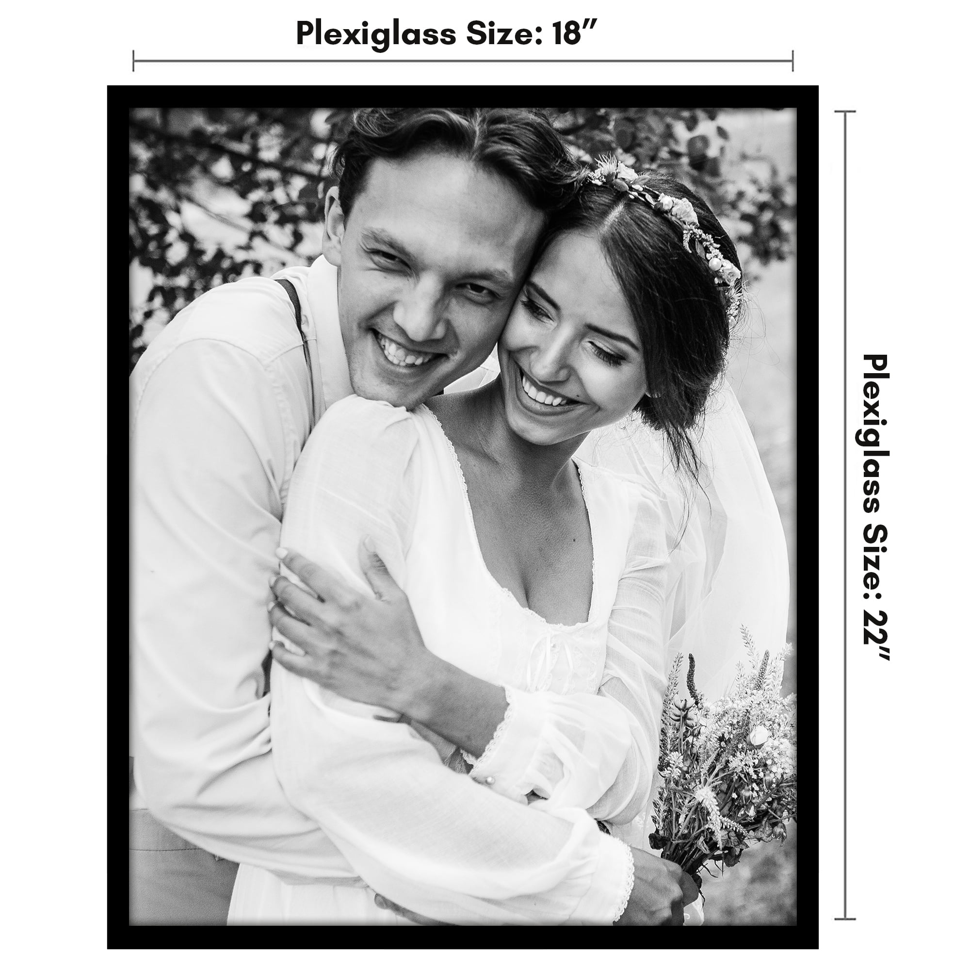 Americanflat 18x22 Picture Frame with Polished Plexiglass Streamline Collection Thin Border Wall - Black