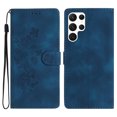 thumbnail image 1 of SaniMore Wallet Case for Samsung Galaxy S23 Ultra 6.8" 2023, PU Leather Embossed Flower Shockproof [Card Slots + Cash Pocket + Removeable Wrist Strap] Kickstand Full Protective Business Shell,Darkblue, 1 of 11