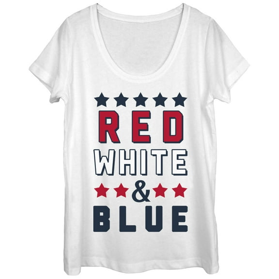 Women's Lost Gods Fourth of July and Blue Scoop Neck White Large