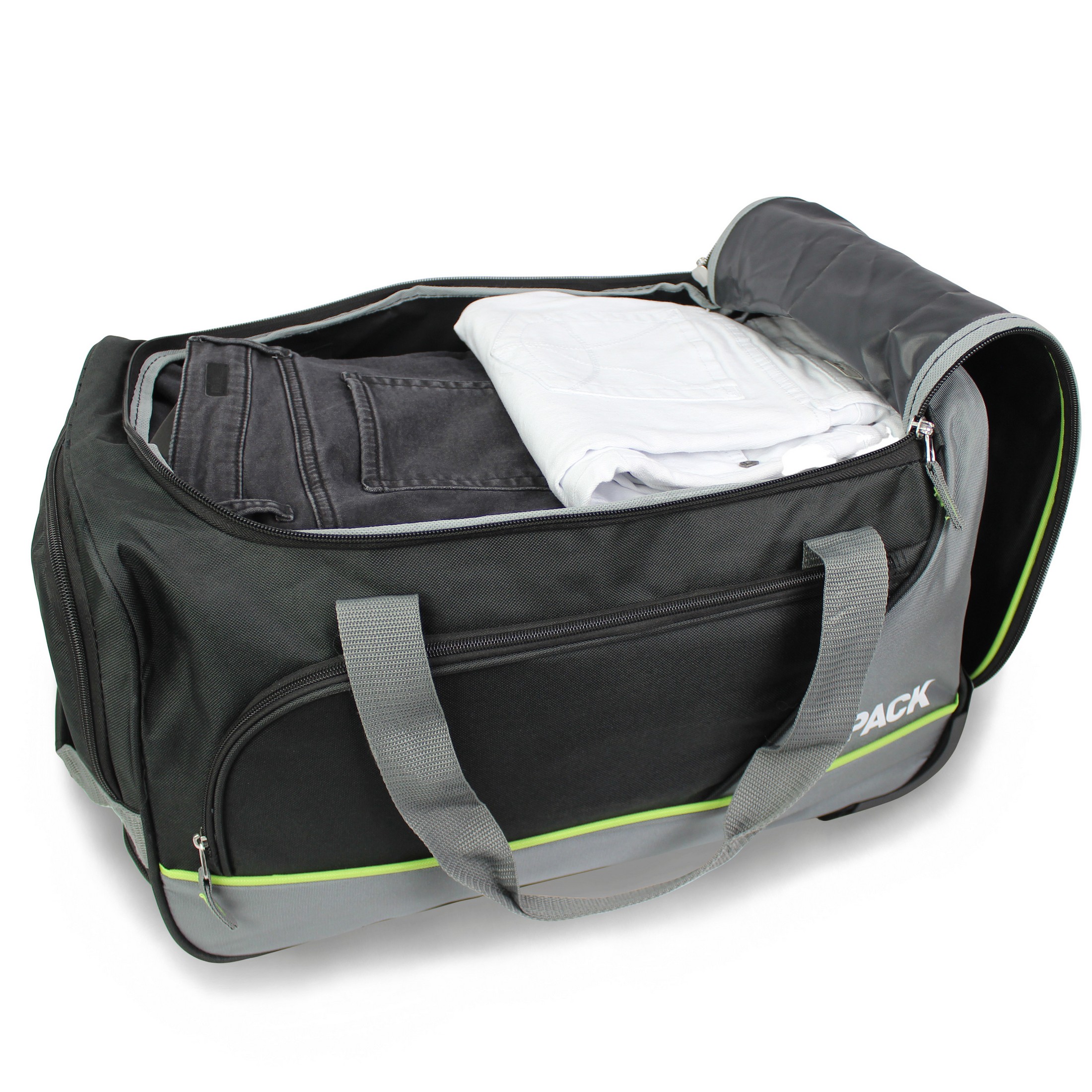 World Traveler Hipack 20-Inch Carry-On Sports Rolling Duffel Bag - Black Grey