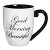 Evergreen Cypress Home Beautiful Good Morning Beautiful Elegant Black Ink Coffee Cup - 5 x 4 x 6 Inches Homegoods and Accessories for Every Space