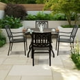 thumbnail image 3 of Kozyard Outdoor Patio Dining Wrought Iron Laminate Wood Square Table, 37" x 37" (Brown), 3 of 6