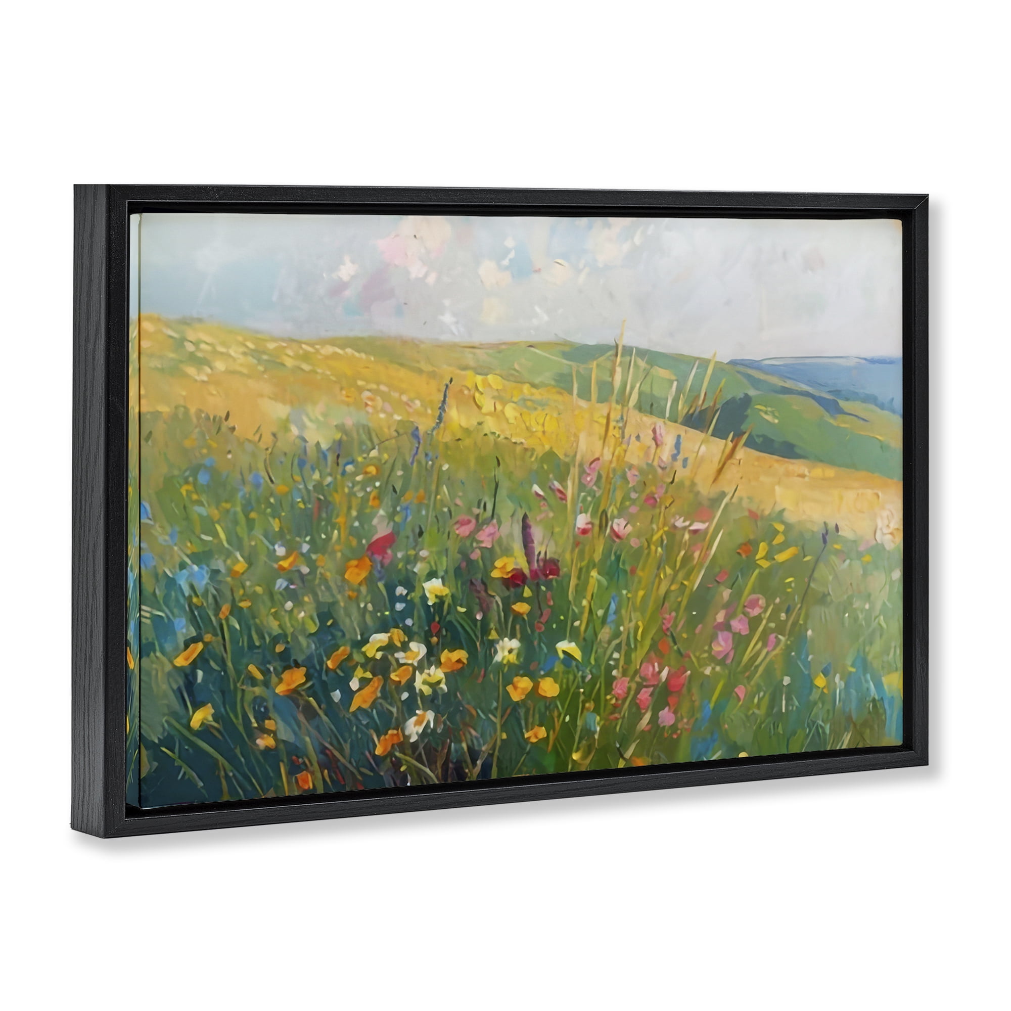 Stupell Industries Wildflower Hills View Landscape & Nature Painting Black Floater Framed Canvas Art Print Wall Art, 31 x 21