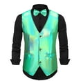 thumbnail image 1 of pstuiky Camiseta sin mangas para hombre, Blusa sin mangas con cuello en V, botones y pajarita con bolsillos estampados a la moda para hombre Camisas para hombres l, 1 of 3
