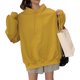 thumbnail image 2 of Sudadera con capucha de color puro con hombros caídos y manga larga suelta con cordón y bolsillo amarillo M, 2 of 8