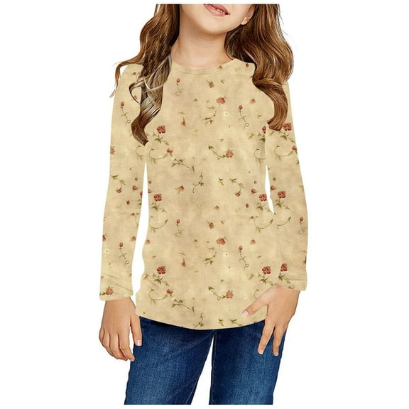 Huvoen Baby Girls' and Toddler Long Sleeve Ruffle Top Long Sleeve Round-Neck Blouses & Shirts Girls Long Sleeve Prints Shirts Cute Crewnecks Tops Dressy Casual Blouses Clothes Multicolor 7 Years