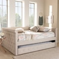 thumbnail image 2 of Allora Scrolled Arm Fabric Tufted Full Daybed with Trundle in Beige, 2 of 11