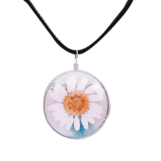 Pressed Flower Necklace Creative Dried Flower Necklace Flower Pendant Necklace